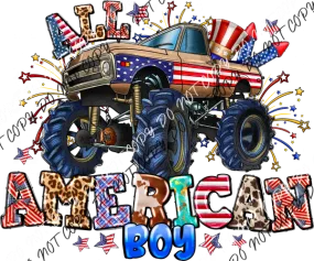 All American Boy Monster Truck DTF Transfer