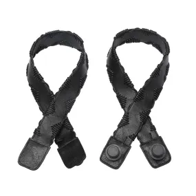 Black Leather Yarn Stitched Guitar Strap Versa Tote Handles