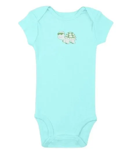 Kaarpas 100% Premium Organic Cotton 2 Piece Hare & Tortoise Print Bodysuit Onesie & Pant Set Blue & Green (KAON1015) (Certified ORGANIC) - 1 Pc (6 To 9 Months)